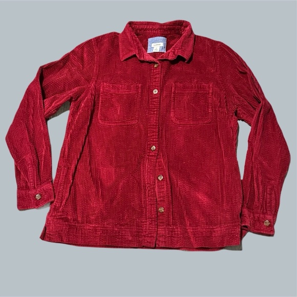 Red Shade Corduroy Jacket Women’s L.L. Bean medium button up collar pockets - Picture 1 of 10